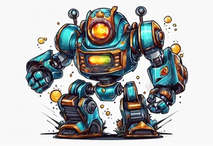 robot running at you tattoo idea