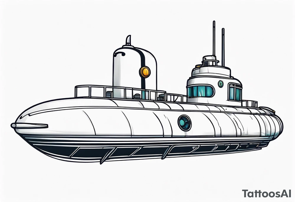 modern submarine front view tattoo idea