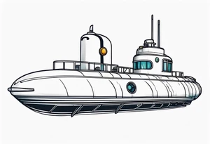 modern submarine front view tattoo idea