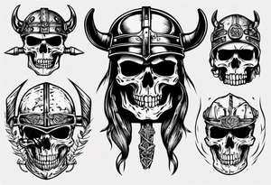Viking skeleton head and motorcycle tattoo idea