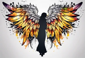 Sunflower and angel wings sleeve tattoo idea