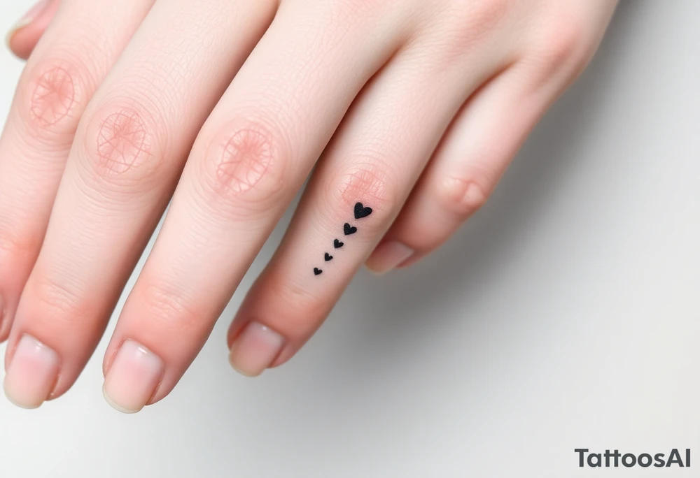 Can you design a few options for a meaningful minimal tattoo with dots, lines or stars that represents my kids? Three are living and two are deceased and I want something that represents that difference by having solid and hollow elements. Put on fingers tattoo idea
