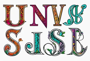 5 iniciales de nombres entrelazadas, una V, una S, una A y tres Jotas tattoo idea