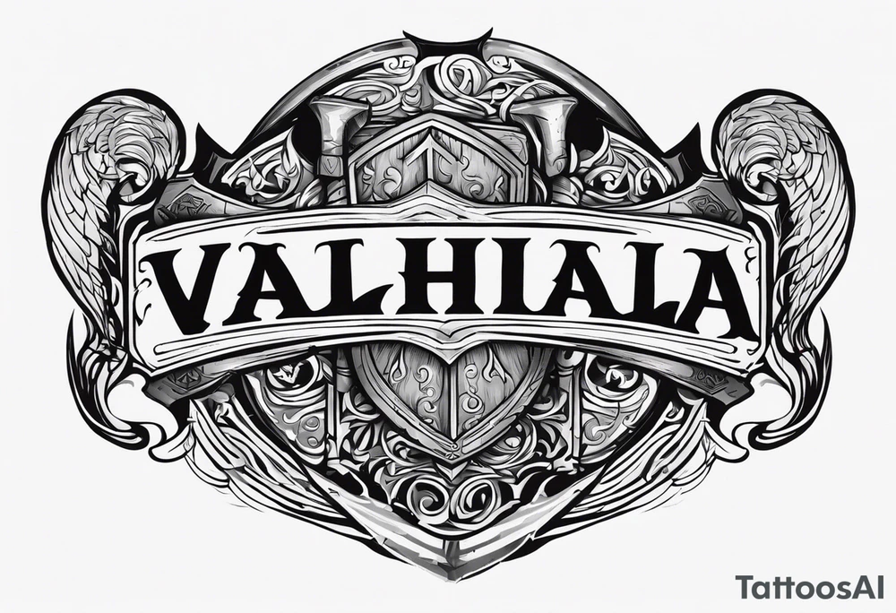 Valhalla round shield dark cloud axe tattoo idea