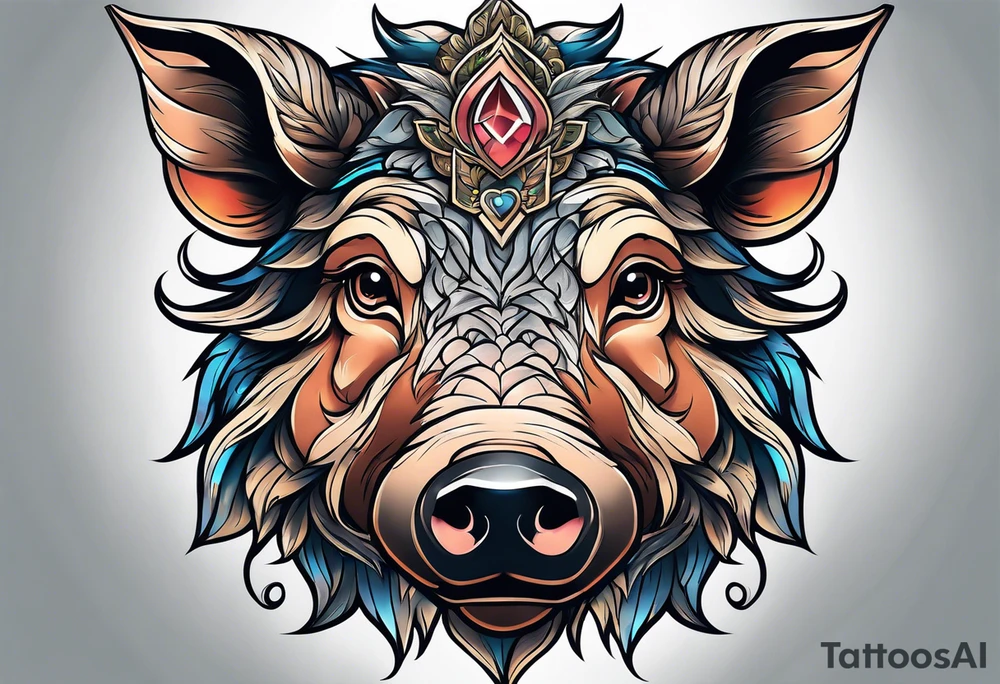 Anime boars head tattoo idea