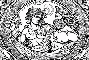 Olympian Hermes and Poseidon tattoo idea