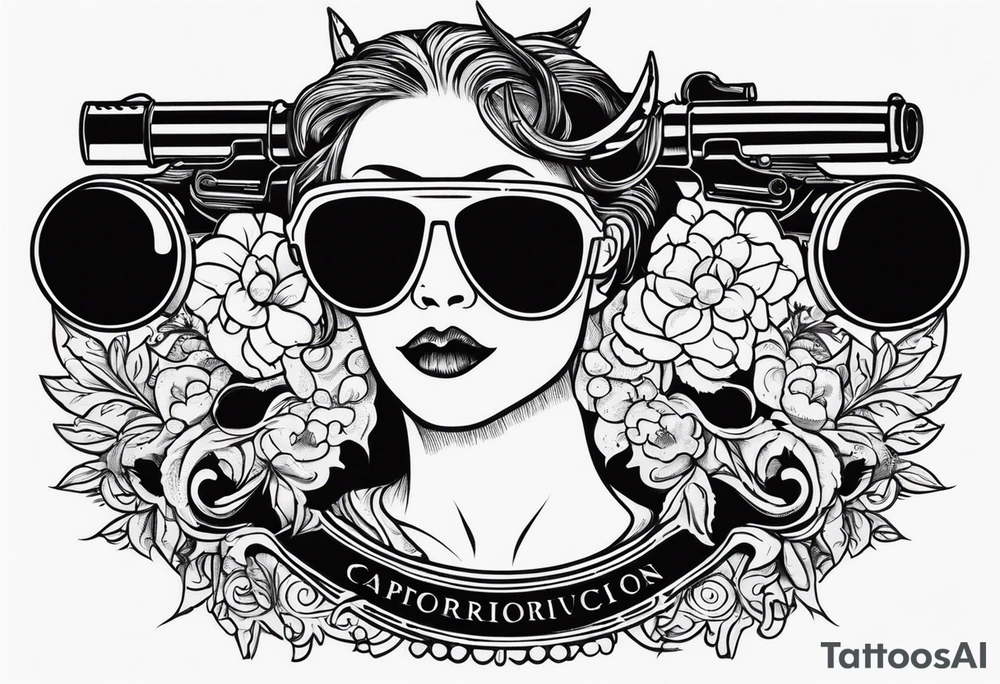 capricorn with sunglasses and a shotgun tattoo idea