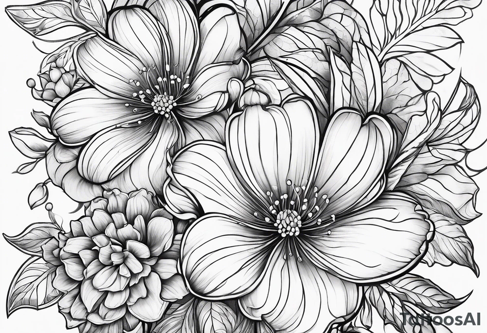 Chery flovers in blue tattoo idea