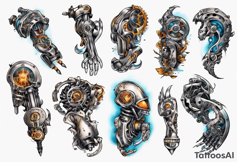 mechanical arm tattoo idea