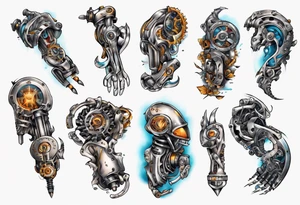 mechanical arm tattoo idea