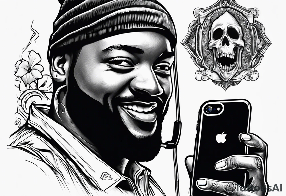 ghostFACE WITH PHONE IM 80 STYLE tattoo idea