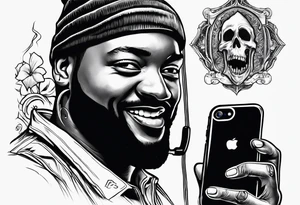 ghostFACE WITH PHONE IM 80 STYLE tattoo idea