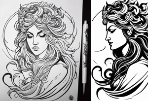 I want to design a mythological upper arm tattoo. I want to have a part of the arm empty and there is another tattoo there, it should not be too big.
zeus medusa tattoo idea