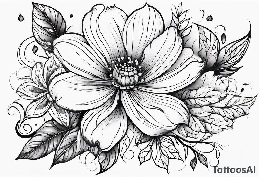 abstract flower with vines tattoo idea