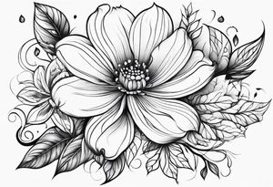 abstract flower with vines tattoo idea