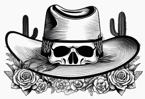 Mexican cowboy hat, cactus and skull tattoo idea
