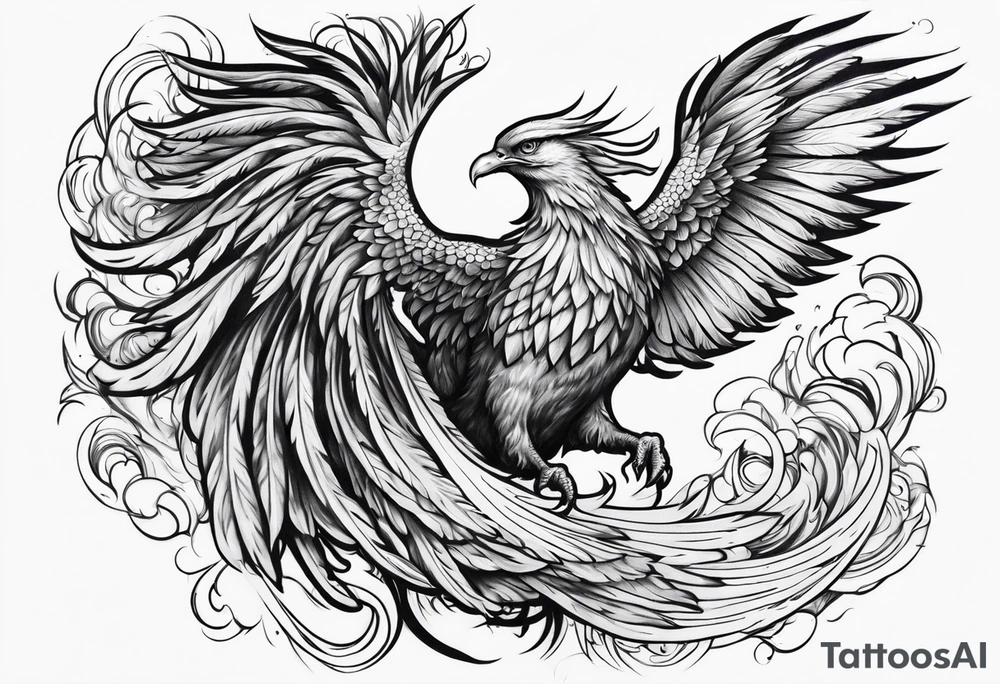 Phoenix rising from flames tattoo idea