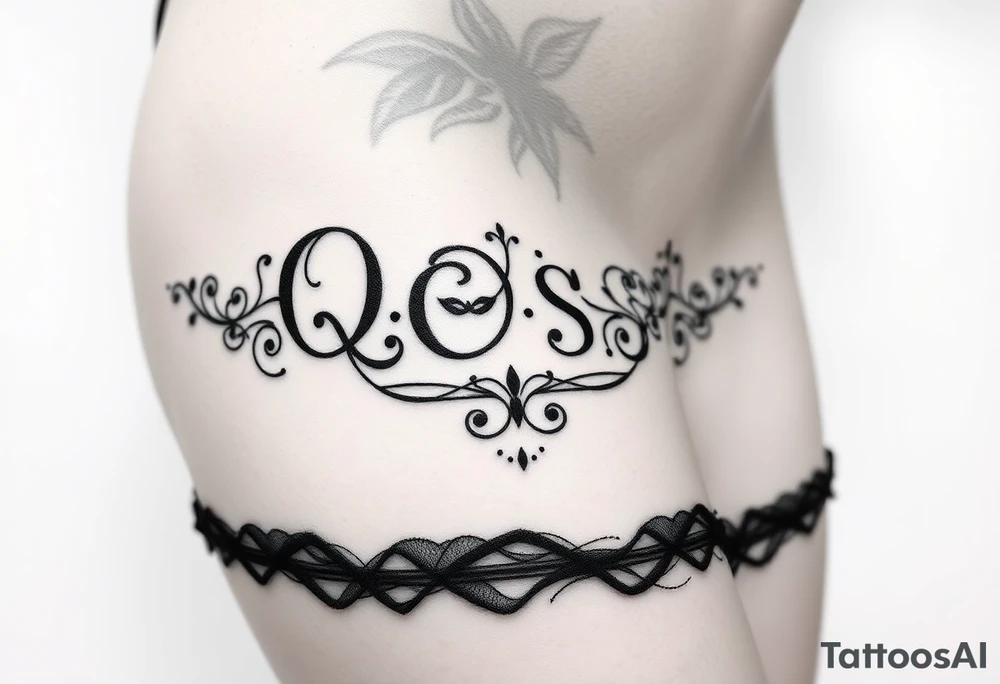 text reading "QOS" across a womb tattoo tattoo idea