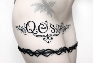 text reading "QOS" across a womb tattoo tattoo idea