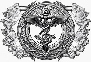 Staff of caduceus with masonic symbols tattoo idea