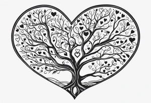 a heart shape with the following inside: brain, plane, family, and tree roots tattoo idea