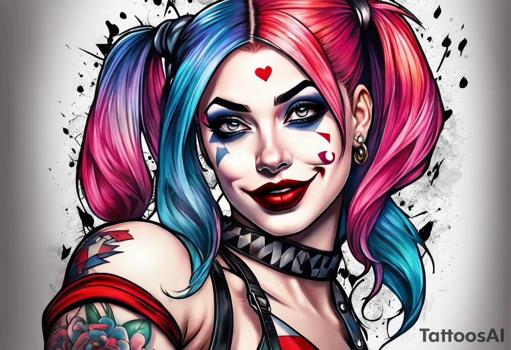 Pinup Harley Quinn tattoo idea