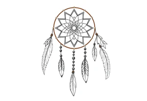 native dreamcatcher with flowing feathers and sacred beads tattoo idea