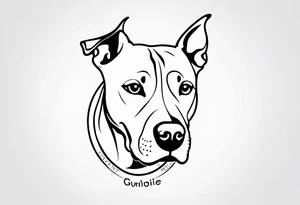 Cookie my pitbull dog outline of ears with her name in cusive at the bottom tattoo idea