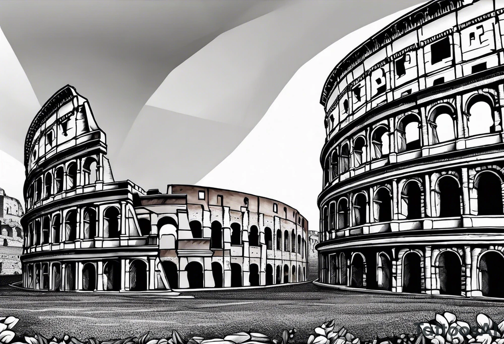 colosseum with cobble stone tattoo idea
