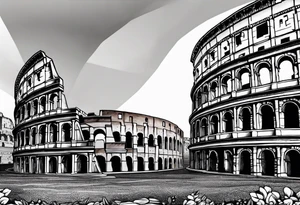 colosseum with cobble stone tattoo idea