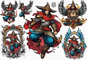 leaping warrior tattoo idea