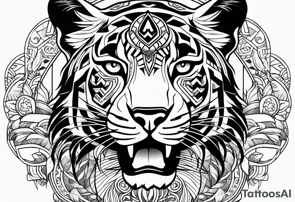 aztec black jaguar sitting tattoo idea