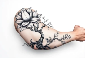 Lotus flower and tree of life tattoo idea