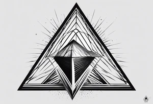 Un triangulo con una persona al medio, estilo de dibujo con lineas en blanco y negro mas simple solo lineas y una persona al centro, no mas de 6 lineas tattoo idea