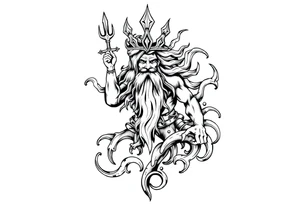 god of sea under water tattoo idea