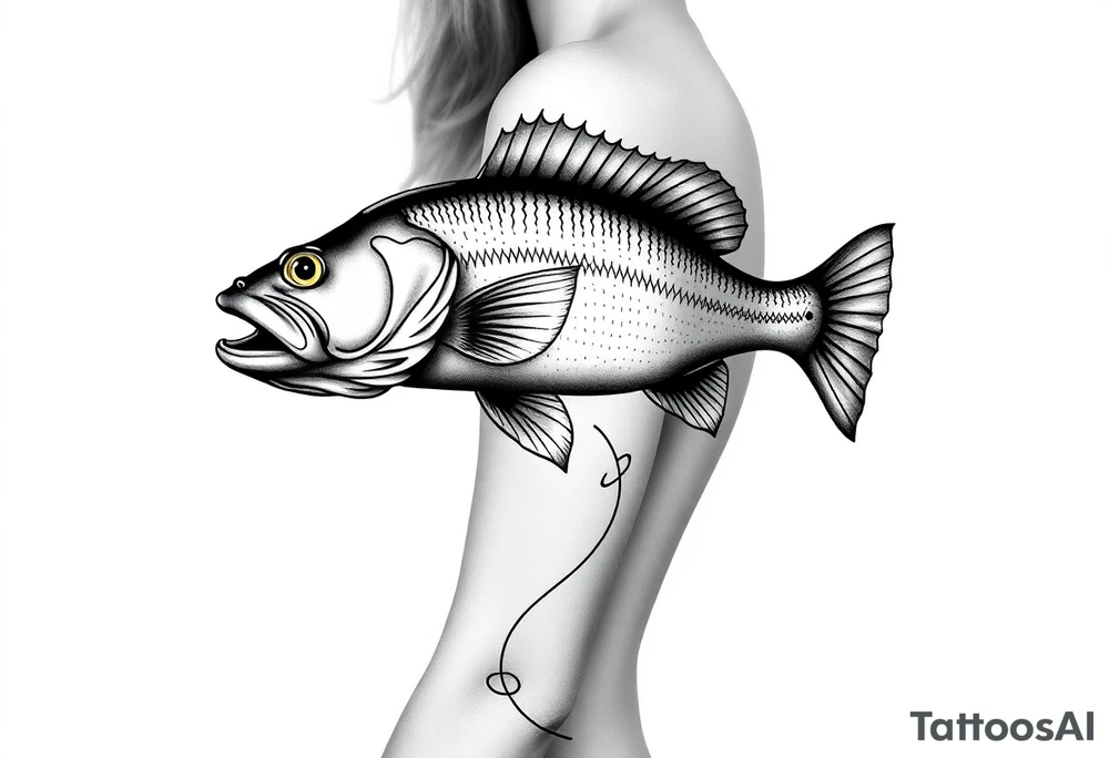 bass an fish in water sleeveless tattoo idea