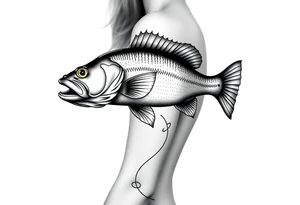 bass an fish in water sleeveless tattoo idea