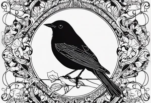 A black only blackbird outline with no extraneous details. Use the Beatles song blackbird for inspiration tattoo idea