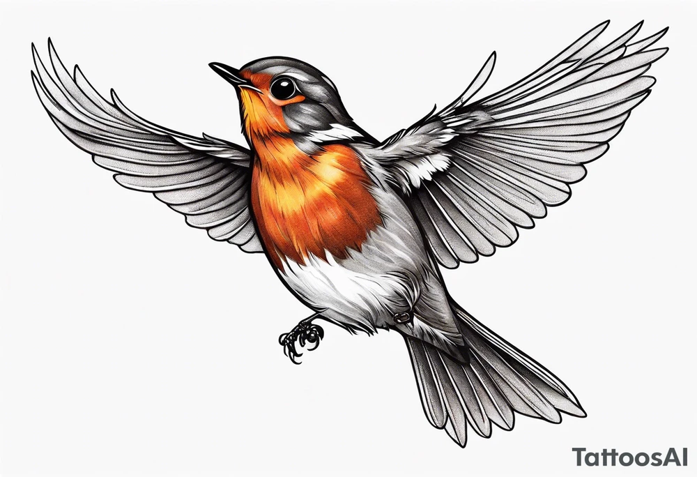Cute robin flying tattoo idea