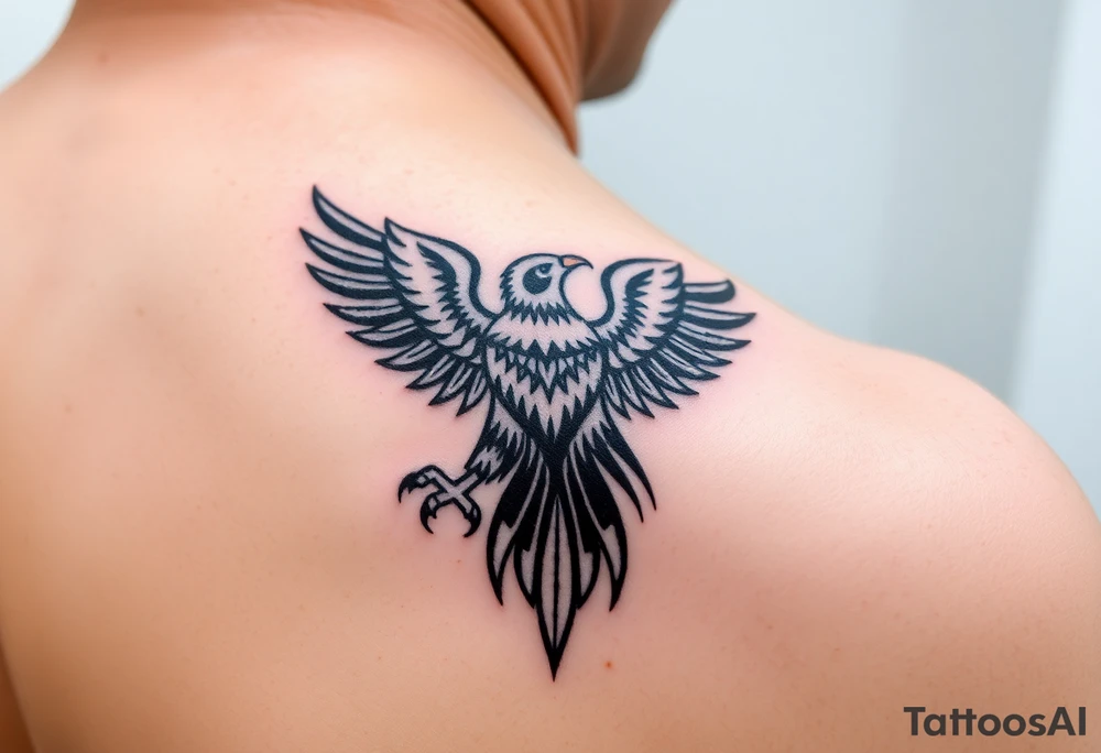 majestic eagle with paper in ita claws tattoo idea