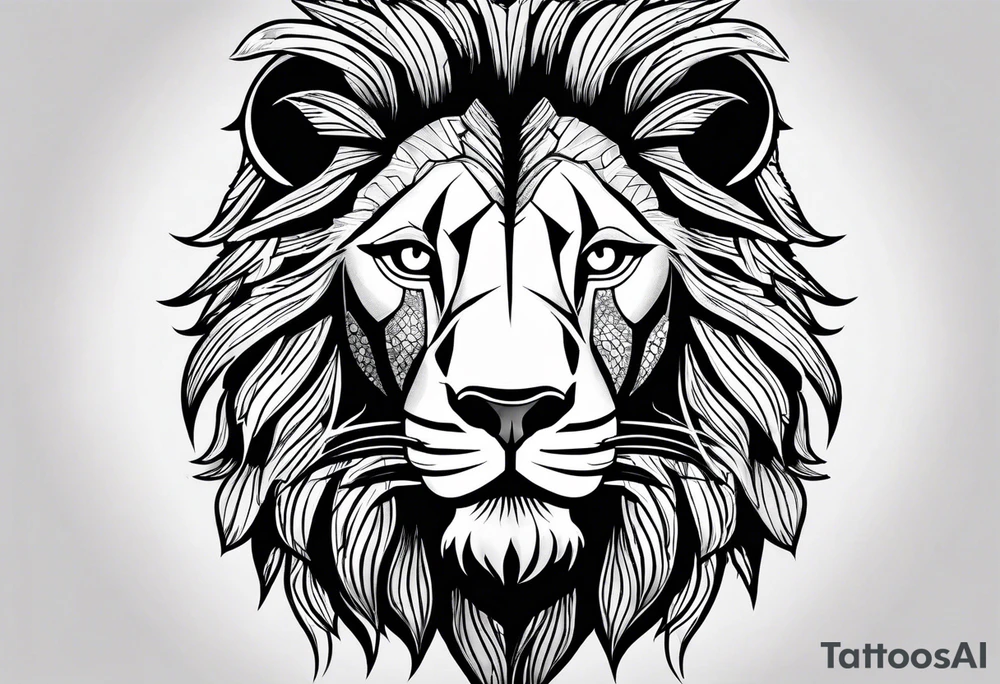 powerful majestic lion, close-up tattoo idea
