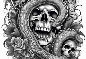 Arm sleeve with skulls alligators and  pythons tattoo idea