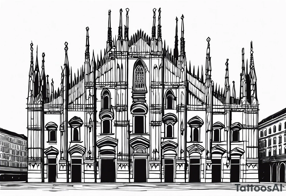 the cathedral of milan as tim burton would draw it tattoo idea