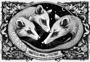 A possum hissing with the words “this meeting could have been a fist fight” behind it tattoo idea