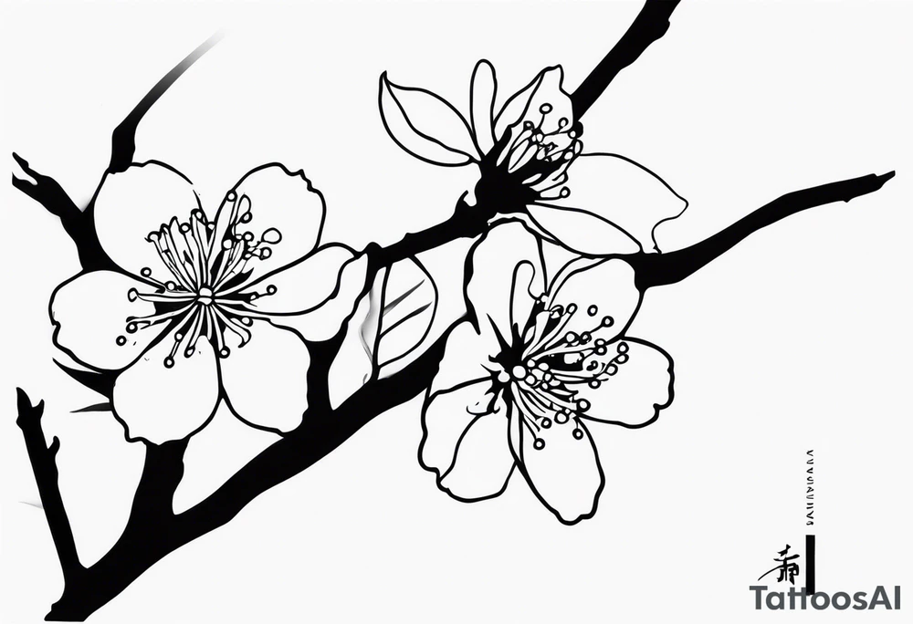 unique small feminine minimalist tattoo of sakura stick tattoo idea