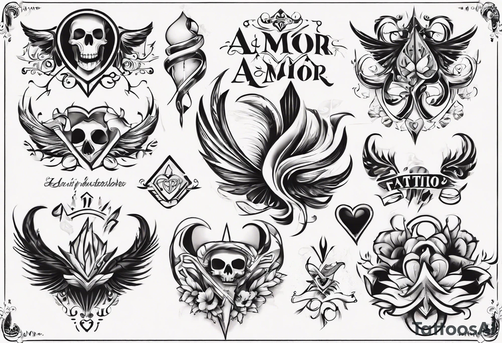 stylized text: "amor fati" tattoo idea