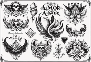 stylized text: "amor fati" tattoo idea