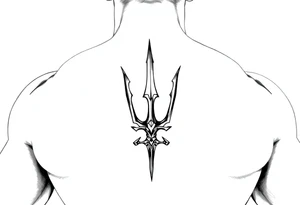 realistic muscular man with trident tattoo idea