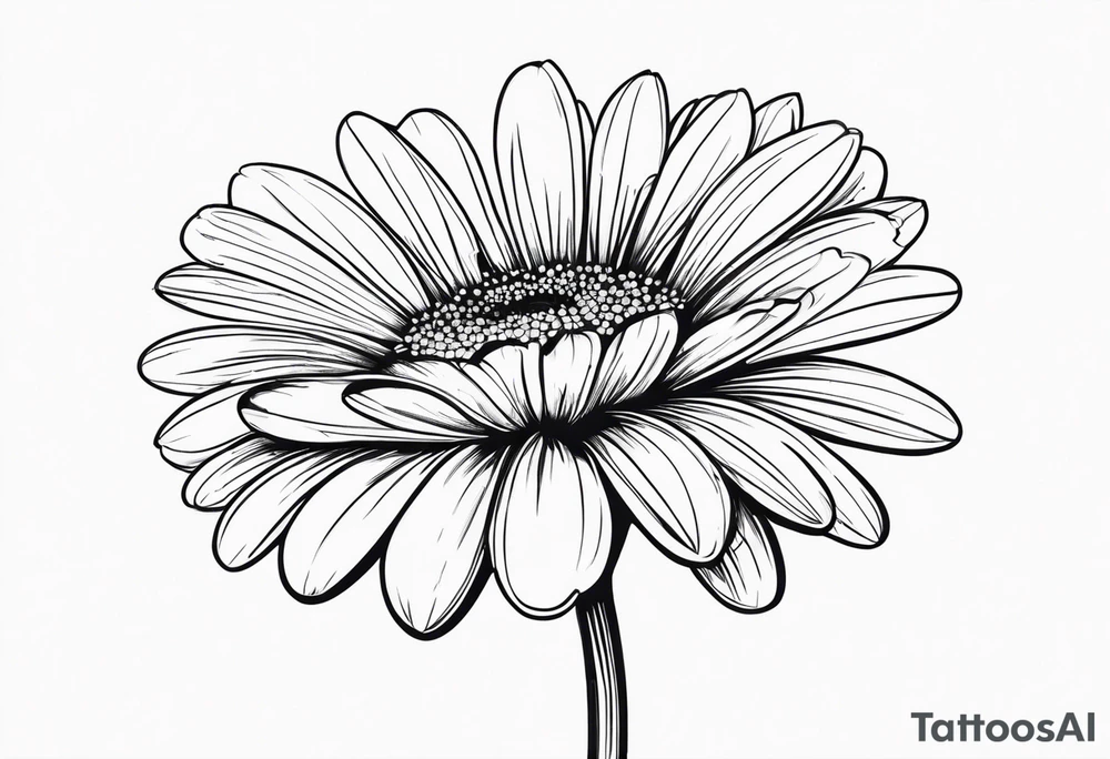Fine line daisy with stem tattoo idea