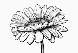 Fine line daisy with stem tattoo idea